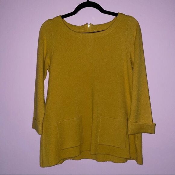 Cynthia Rowley M Sweater Mustard Yellow 3/4 Sleeve - Picture 1 of 8